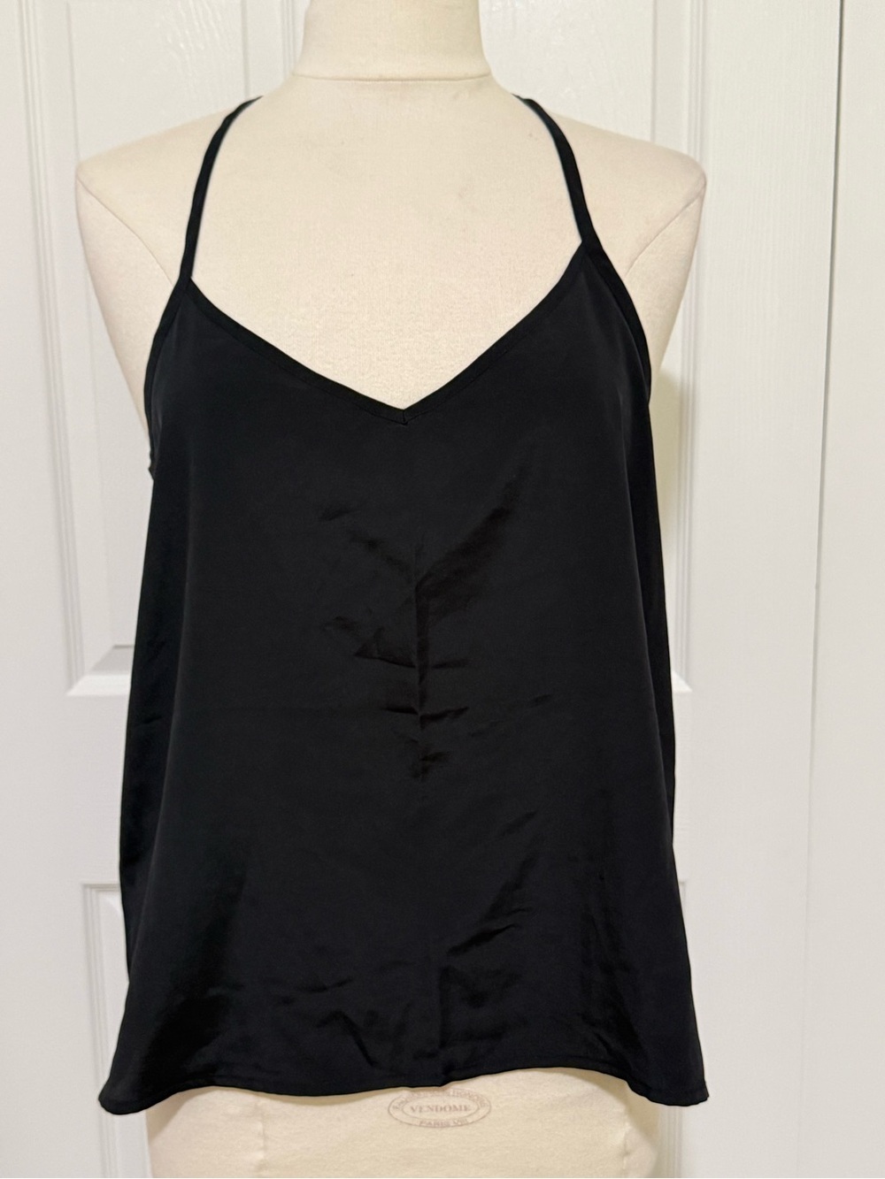Hollister Black Satin V-Neck Camisole with Spaghetti Straps
